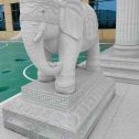 松原 白麻花岗岩动物异形石雕-大象
