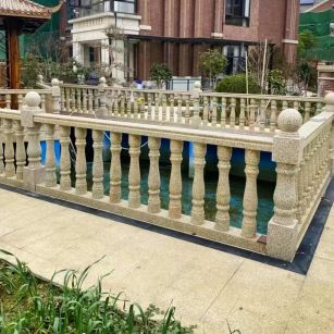 松原黄金麻花岗岩石材栏杆，扶手，将军柱，花瓶柱