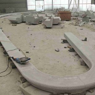 松原 芝麻白花岗岩弧形花坛石，坐凳石