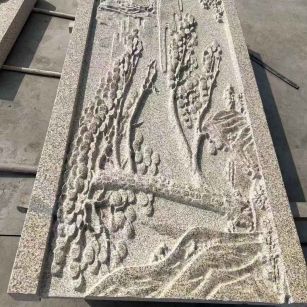 松原 黄金麻雕刻板浮雕迎客松