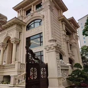 松原 黄金麻花岗岩别墅外墙干挂效果展示