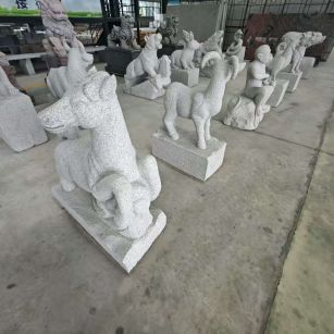 松原 芝麻白花岗岩造型立体雕刻——十二生肖