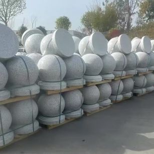 松原 白麻花岗岩石材圆球，石球，挡车球，隔离球，景观石球，风水球等