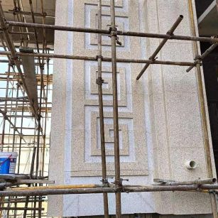 松原 黄金麻花岗岩别墅外墙干挂回纹造型效果