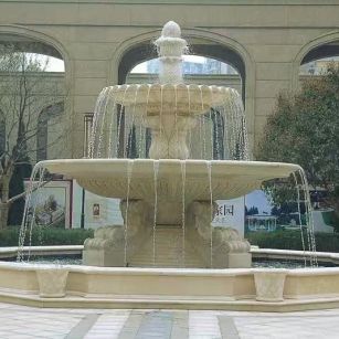 松原 黄金麻花岗岩异型加工——户外庭院石雕流水喷泉