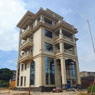 松原 黄金麻花岗岩石材别墅外墙干挂搭配（雕花栏杆花瓶柱门楼罗马柱）