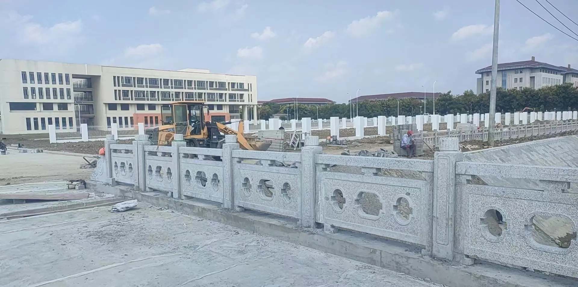 松原 白麻花岗岩荔枝面河道栏杆