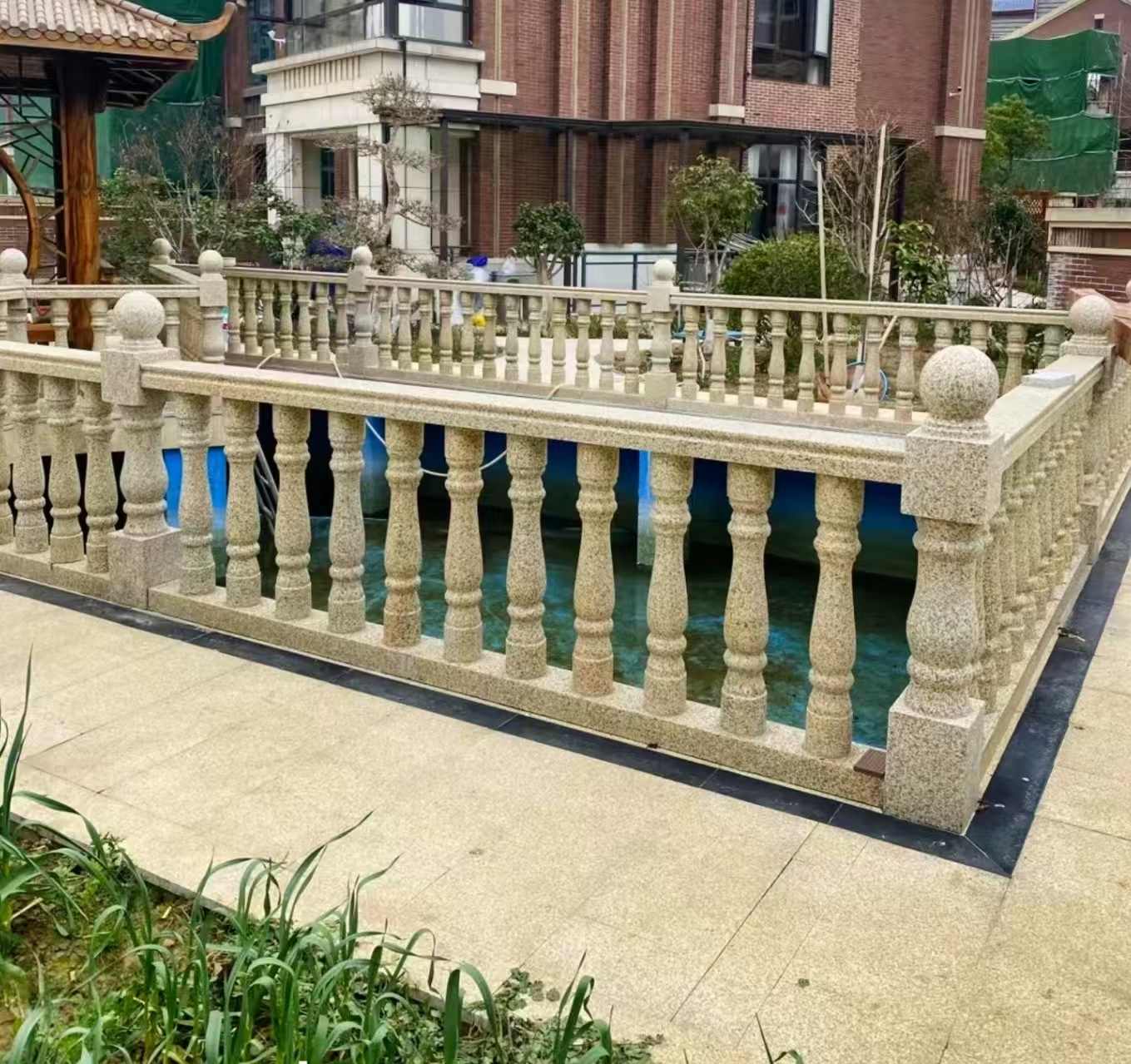 松原黄金麻花岗岩石材栏杆，扶手，将军柱，花瓶柱