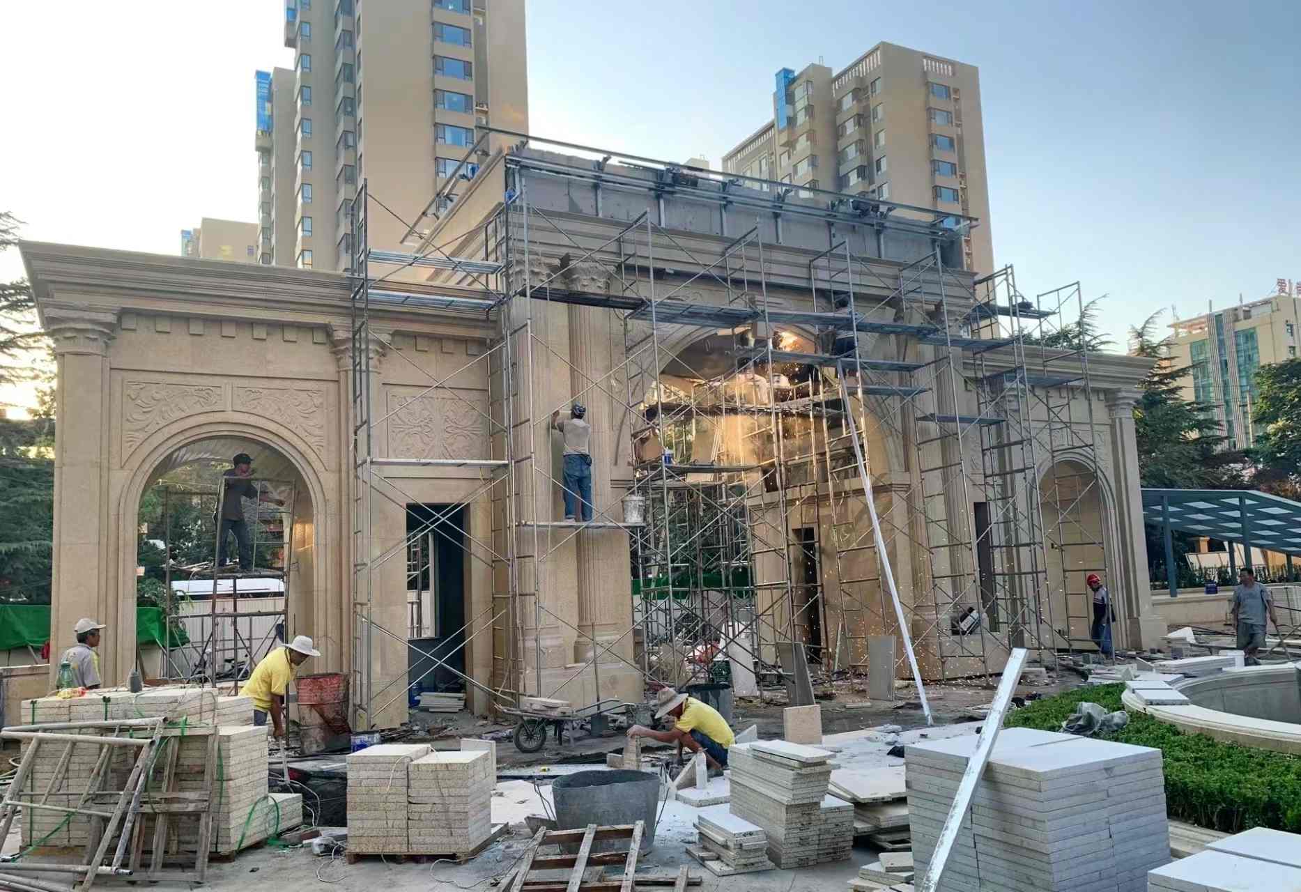 松原 黄金麻荔枝面花岗岩小区门楼外墙干挂