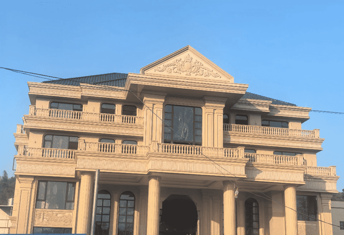 松原黄金麻别墅外墙干挂石材效果示例