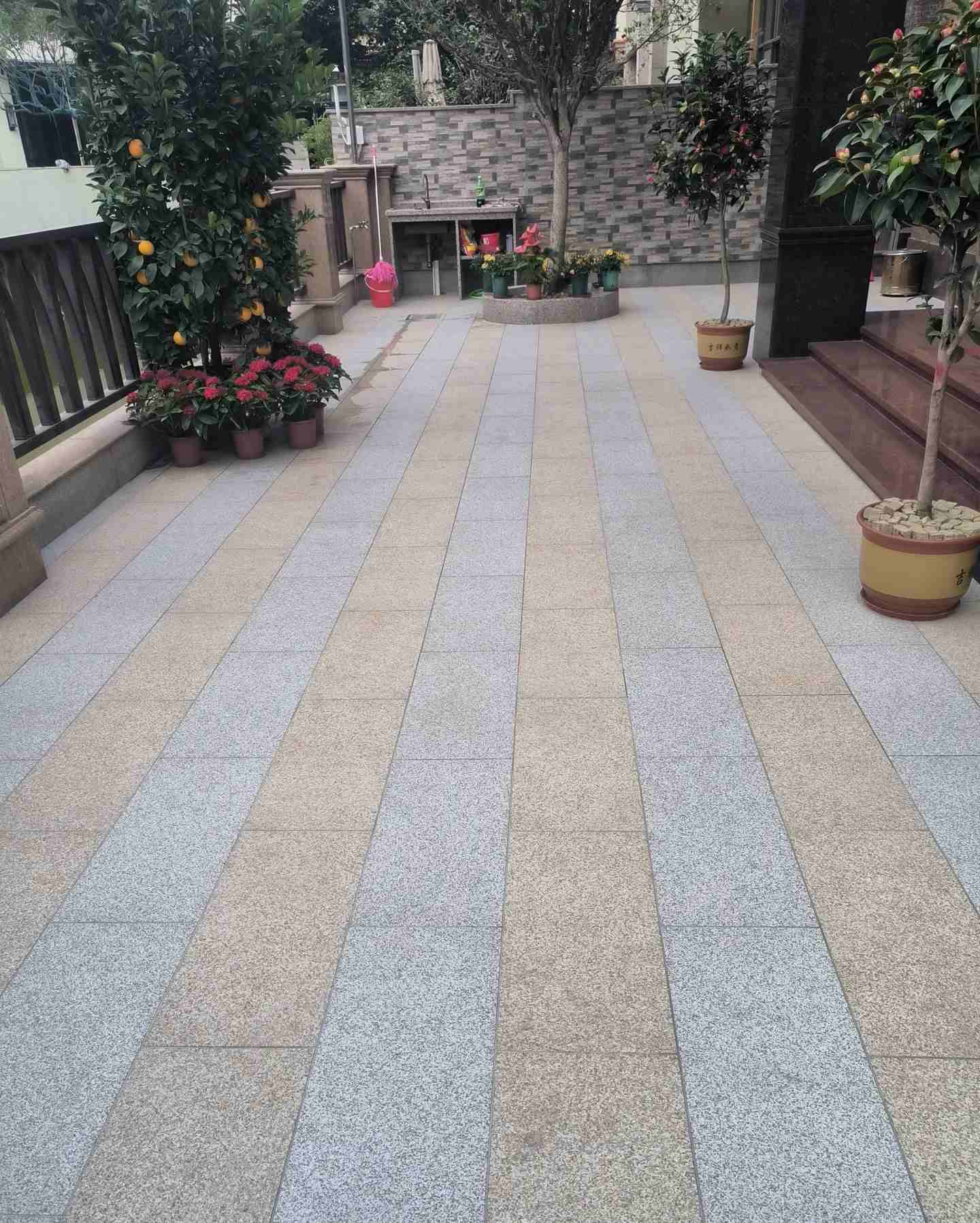 松原 黄金麻白麻荔枝面庭院铺装展示